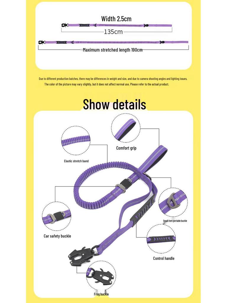 Reflective Shock-Absorbing Retractable Dog Leash with Anti-Escape Frog Buckle