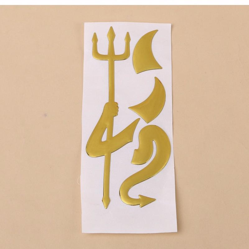 3 шт. Автомобильные наклейки 3D Забавные наклейки на машину Маленький Дьявол Ангел Наклейка на машину Красный Золотой Серебристый Цвет золотой