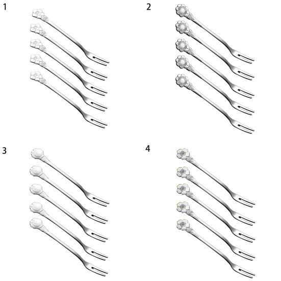 5Pcs/Set Fruit k Long Handle Easy to Use Stainless Steel Small Creative 5.3 Inches Cake k Tableware Accessories