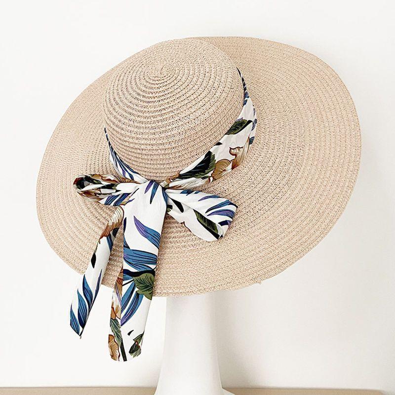 Γυναικείο Ψάθινο Καπέλο Ηλίου με Φαρδύ Γείσο - Πτυσσόμενο Καπέλο Παραλίας & Διακοπών