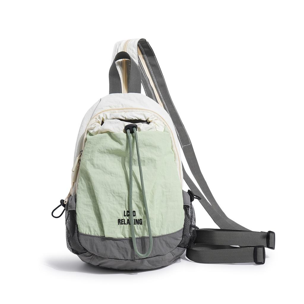 Schoolbag Backpack Contrast Color Large Capacity Messenger Bag Versatile Water Cup Bag Outdoor Hiking and Cycling Camping Leisure Backpack Breast Bag