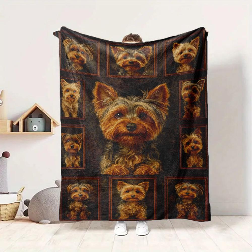 Yorkie Collage Flannel Blanket Throw Blanket Soft Warm Sofa Bed Camping Car Home Decor Unique Christmas Gift C9301996