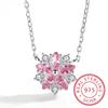 Korean Fashion Pink Quartz Silver 925 Jewelry Necklace for Women Luxury Pendant Necklaces Wedding Party Birthday Gifts
