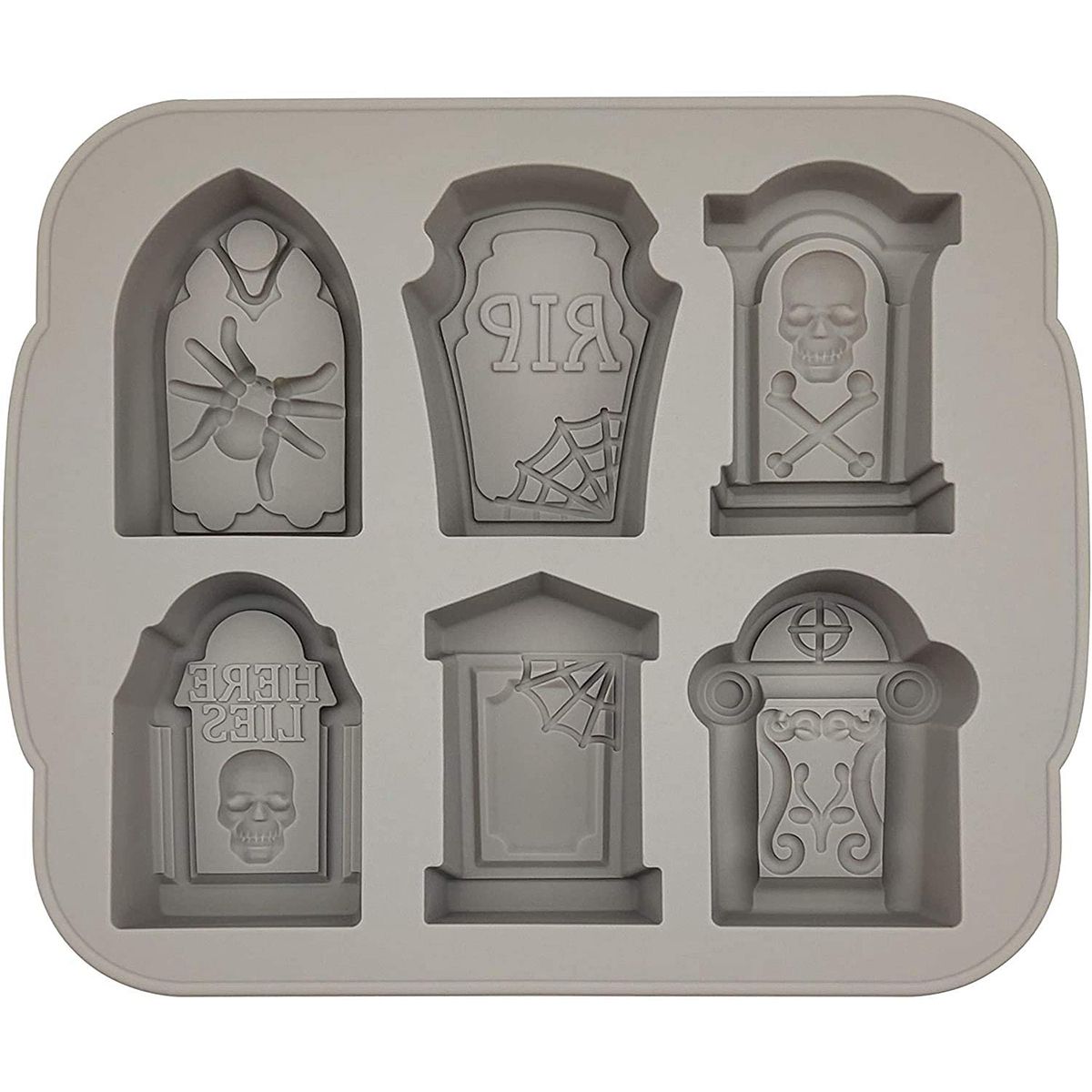 

Silicone Gravestone Tombstone Fondant Mould Halloween Decoration Resin Molds Ice Cube Tray серый