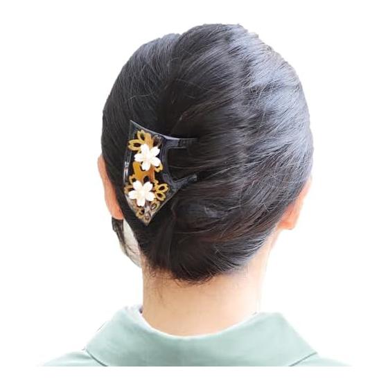 TOuWA Kanzashi Hair Stick, Uchiwa Style, Japanese Hair Ornament, Fan Shape, Pearl, Double Prong, Kimono, Tomesode, Yukata, Hakama, Furisode,