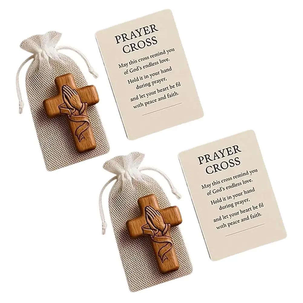 1/2/3Pcs Prayer Hands Cross: A Pocket-Sized Sanctuary Handheld Heart Carry In To Pocket Supp Natural With Emotional Resin C X9G7