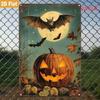 Generic 1Pc Halloween Pumpkin & Bats 2D Flat Vintage Metal Tin Sign 8×12 Inch, Waterproof Rust-Proof Wall Art Decor
