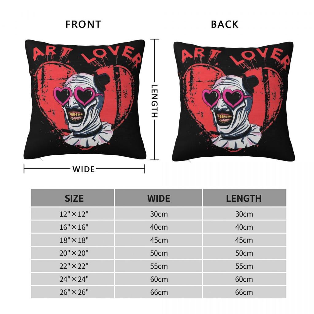 Terrifier Art The Clown Lover Pillowcase Printed Polyester Cushion Cover Decoration Pillow Case Cover Chair Zipper 45X45Cm