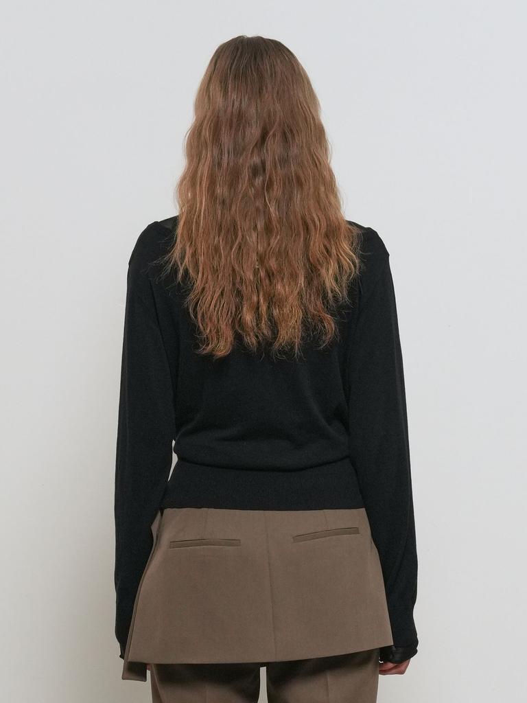 GENERALIDEA Tie Asymmetrical Layered Pullover [Black] / Gf1Lkp521