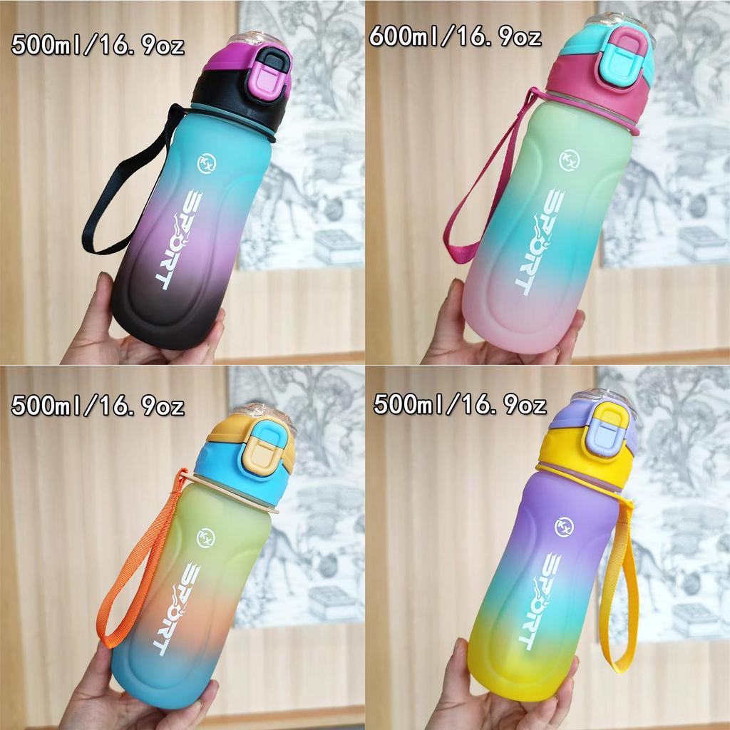 Water Bottle With Gradient Design And One Press Lid For Outdoor Travel And Students