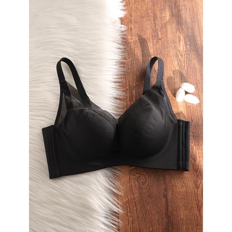 

Women Seamless Light Pink Lace Bra with Mesh V-Neck S чорний