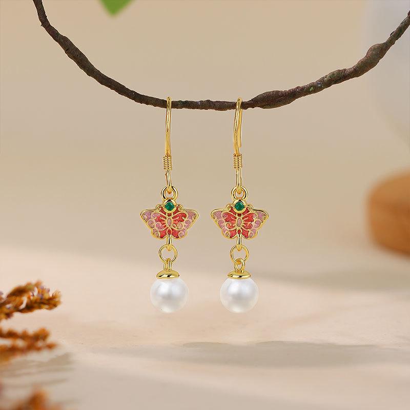 Butterfly Stud Earrings: 925 Sterling Silver, Chinese Palace Style, Qipao Inspired, Light Luxury Ear Hooks for Women