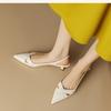 Summer New Solid Color Hollow Pointed Toe Breathable Casual Fashion High Heels New Elegant Comfortable Low Heel Sandals NO:713