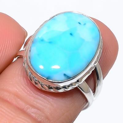 Natural Republic Larimar Gemstone 925 Solid Sterling Silver Gift Ring S.7 H6Z28