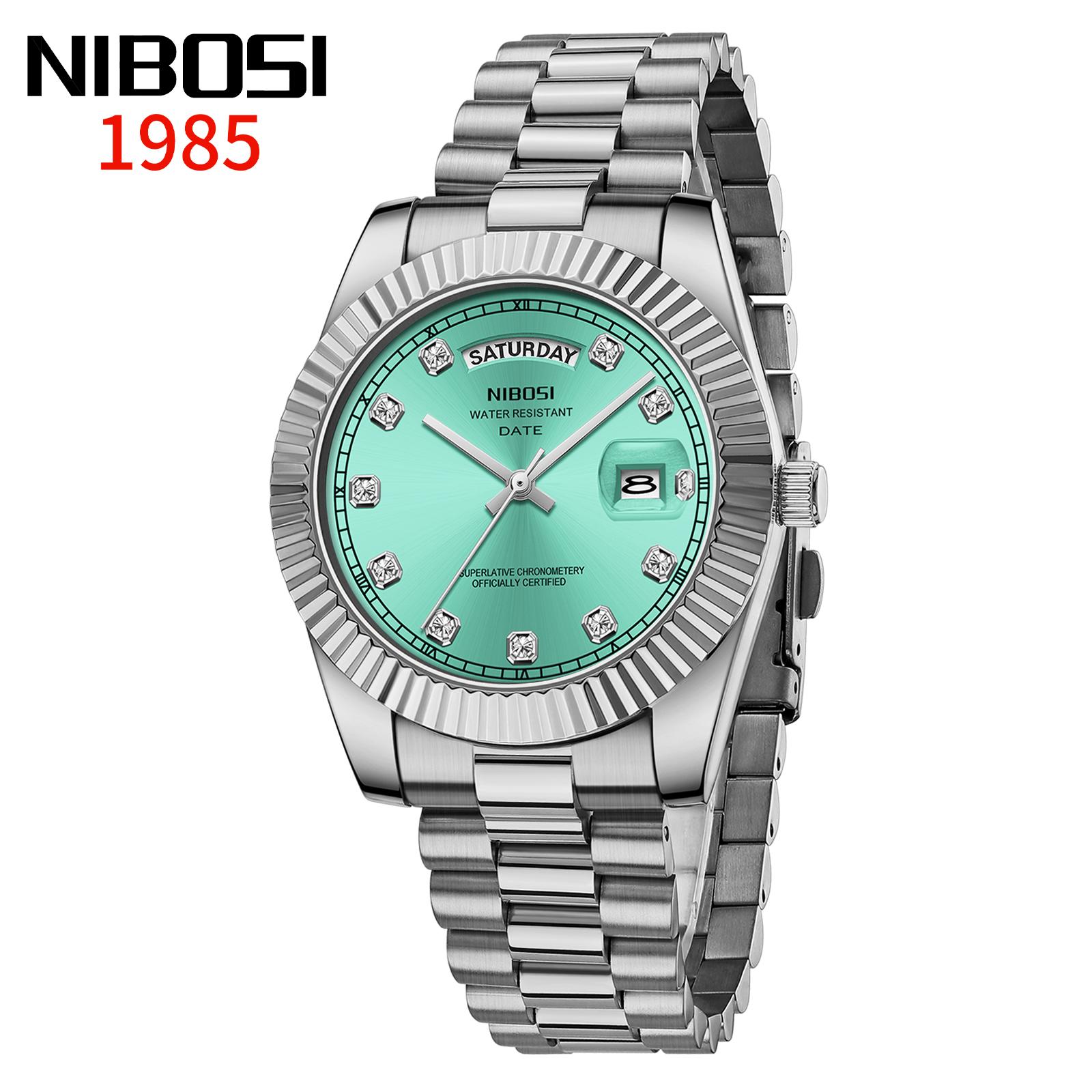 Роскошные золотисто-красные кварцевые часы для мужчин, нержавеющая сталь, водонепроницаемые, светящиеся, дата, неделя, модные мужские часы, reloj hombre Full silver мятный зеленый