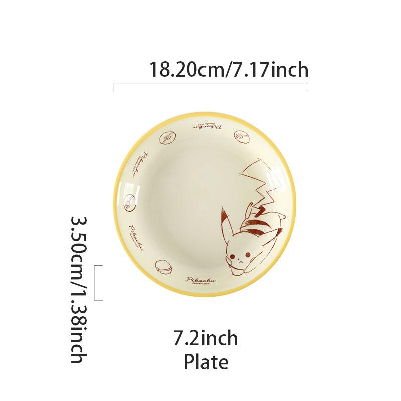 SHUNXIANG Pokémon Keramik Geschirrset Pikachu Cartoon Muster Keramik Schüssel Teller Gericht Speiseteller Mikrowellengeeignet Geschirr