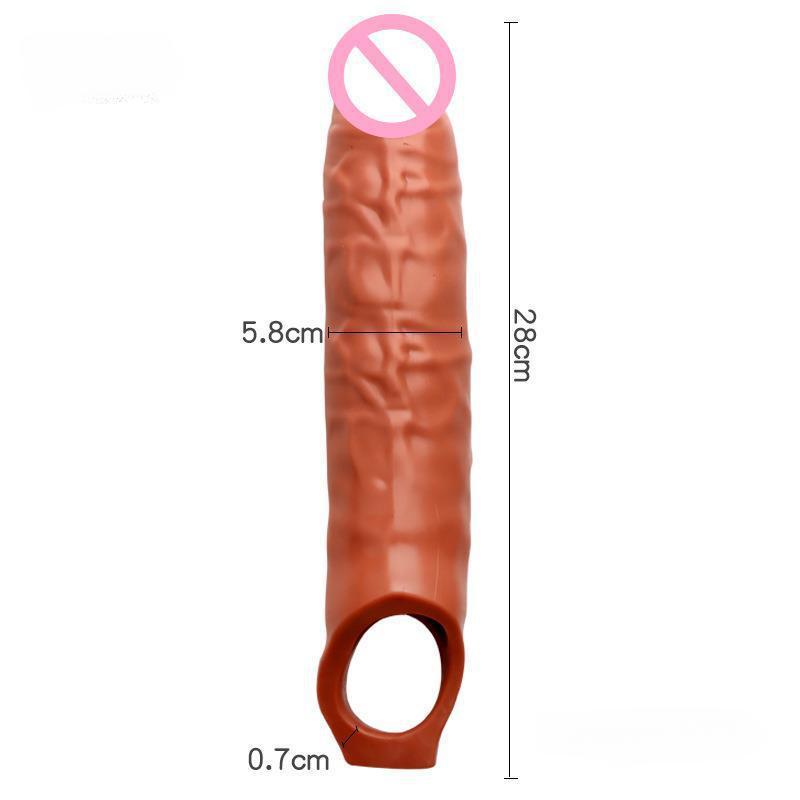 28cm Super Size Big Penis Sleeve Penis Extender 6cm Penis Enlargement Reusable Condom Sex Toys for Men Delay Ejaculation