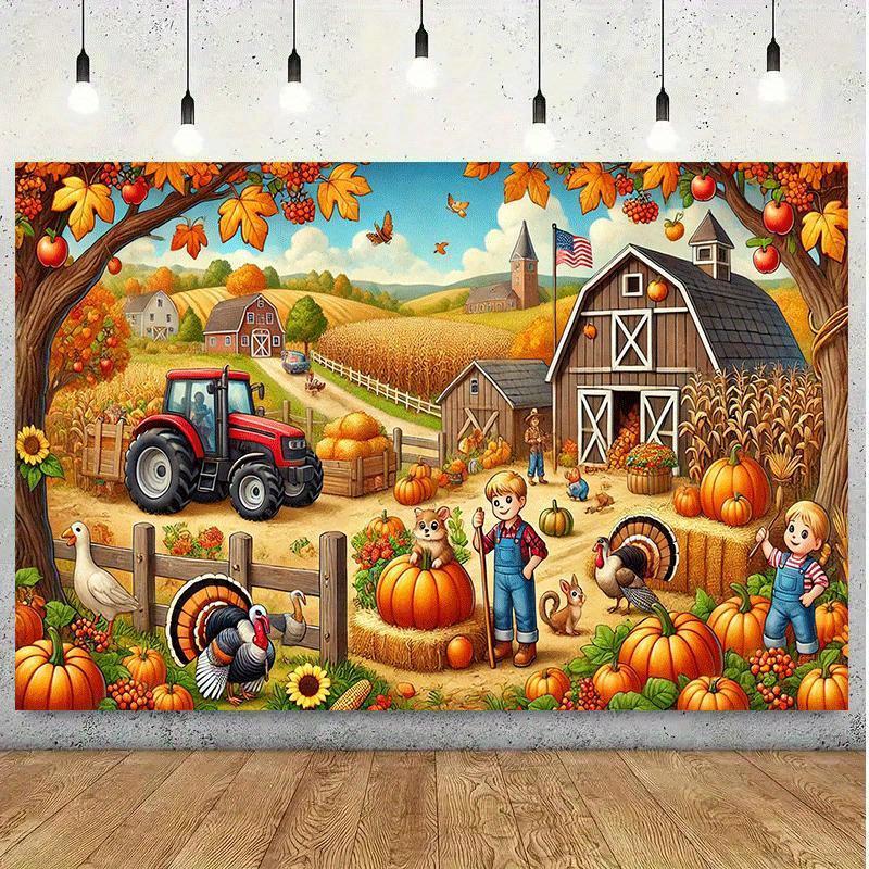 2D Plane, a Single-piece Vivid Autumn Harvest Mural, Suitable for Home Decoration, Garden, and Farmhouse Decoration