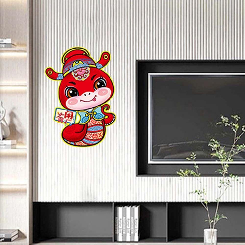 1 Pair Flocking Snake Year Fu Character Sticker Door Couplet Ornaments Spring Festival Supplies