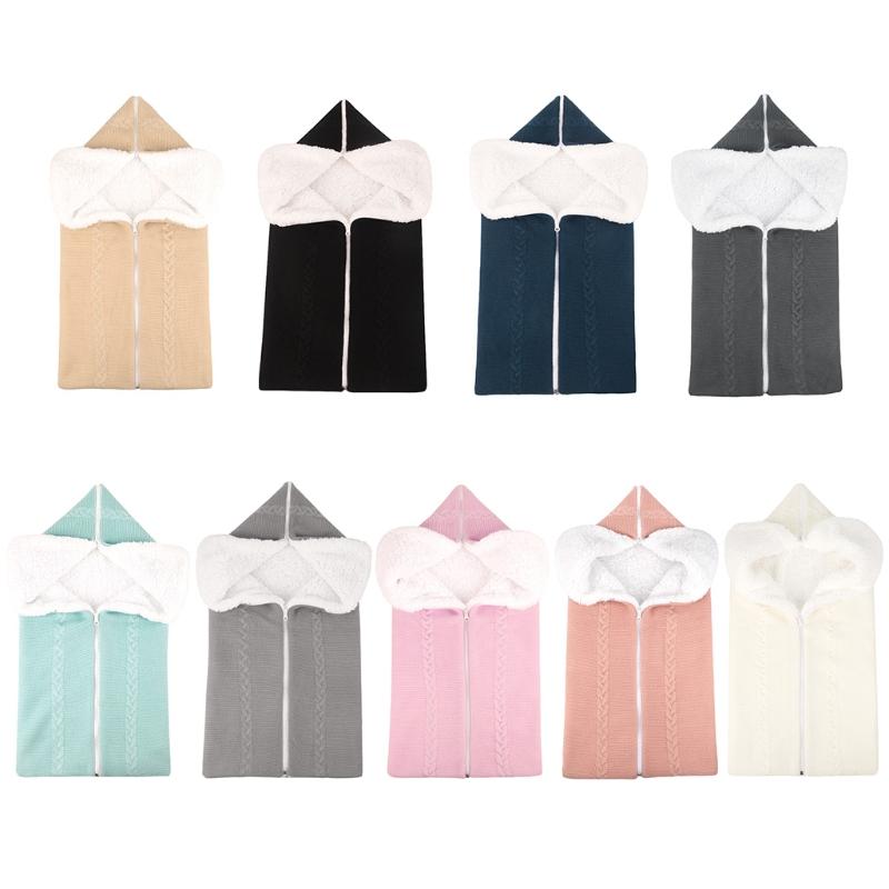 Newborn Baby Blanket Zipper Knit Crochet Warm Swaddle Wrap Stroller