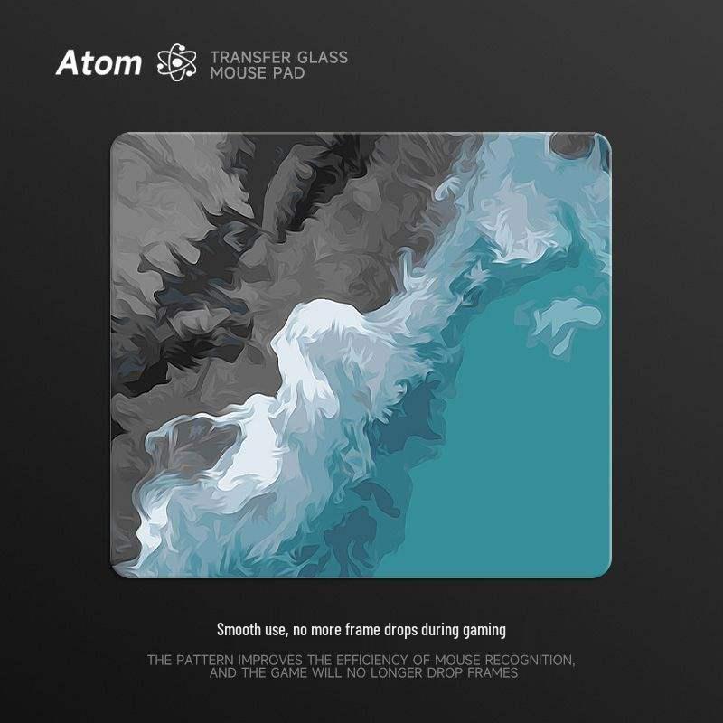 Atom Adam Tempered Photovoltaic Glass Mouse Pad – Smooth, Upgraded FPS Gaming Desk Mat for Office and Home