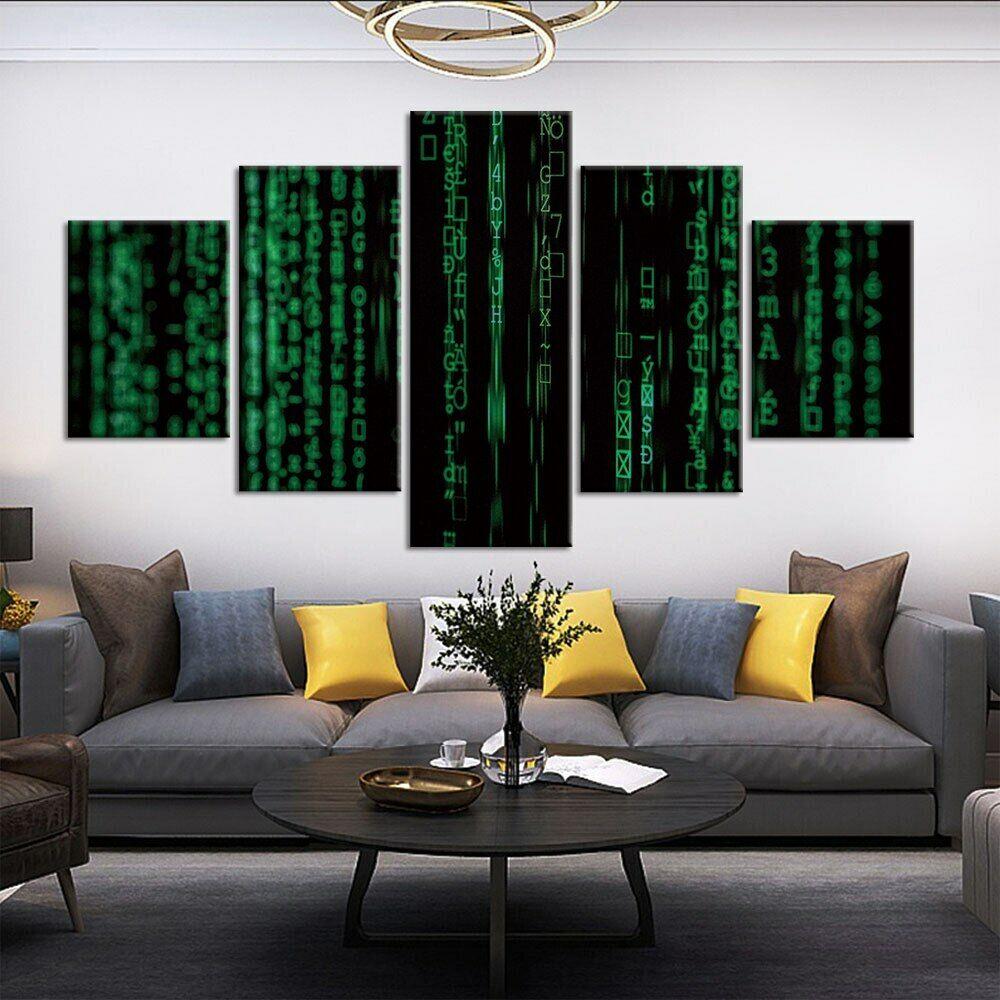 5 τεμ Matrix Green Code Tech Μοντέρνα διακόσμηση Καμβάς Τέχνη τοίχου 5 τεμάχια Πίνακες ζωγραφικής HD Εκτύπωση χωρίς πλαίσιο 5 πάνελ Διακόσμηση δωματίου