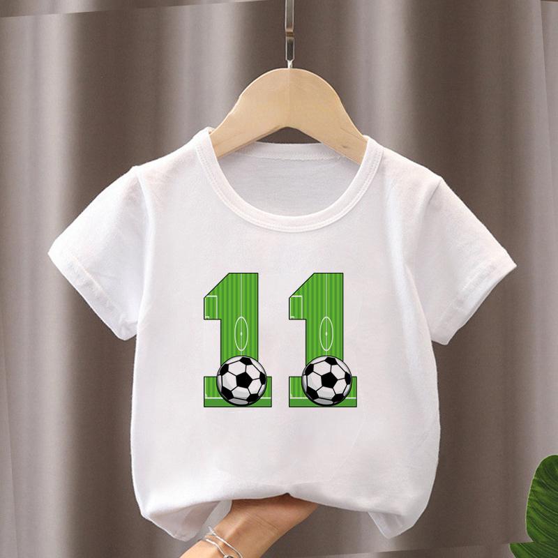 Summer New Boys Girls Football T Shirts Birthday Shirt 1-12 Years Boy Soccer Sport T-Shirt For Kids Birthday Gift Tshirt Tops