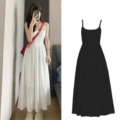 Summer High Waisted Suspender Dress Female Casual Simple Versatile Long Dresses Women Elegant Streetwear Camisole Dress Slimming and Long Skirt