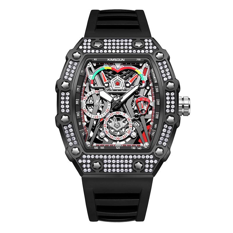 

Новые часы бочкообразной формы мужские водонепроницаемые кварцевые часы с бриллиантами мужские часы