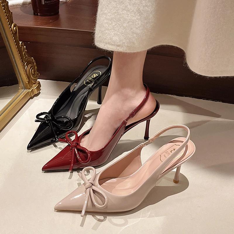 2025 New Summer High Heel Pumps Women Sandals Shoes Fashion Shallow Butterfly-knot Shoes Elegant Wedding Party Shoes