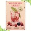 Wildberry Lillet Cocktail Metal Sign  Vintage Drink Decor with Raspberry Mint Ice Cubes  Retro Bar Wall Art for Home Kitche