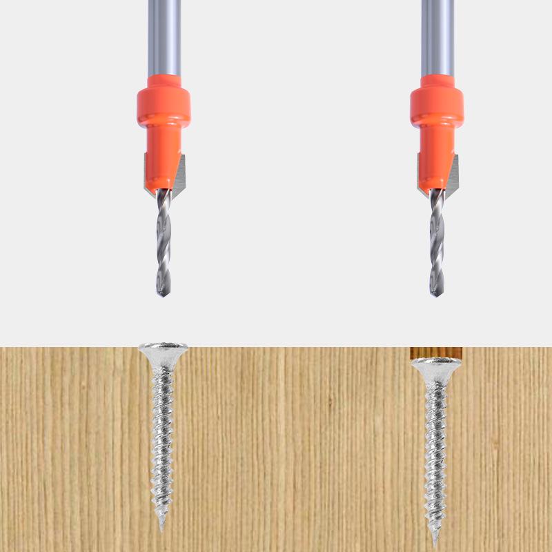 8-Piece Woodworking Countersink Drill Set - Self-Tapping, Concealed Installation, Alloy Step & Tapered Drill Bits