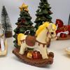 Small Christmas Rocking Horse Decor Collection Desktop Animal Statue Resin Desk Figure for Birthday Shop Party Wedding Fireplace