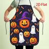 1pc Halloween-themed Kitchen Apron with a Playful Halloween-style Pattern Printed On a Dark Background, Featuring Jack-o'-lanterns, Ghosts, Witch Hats