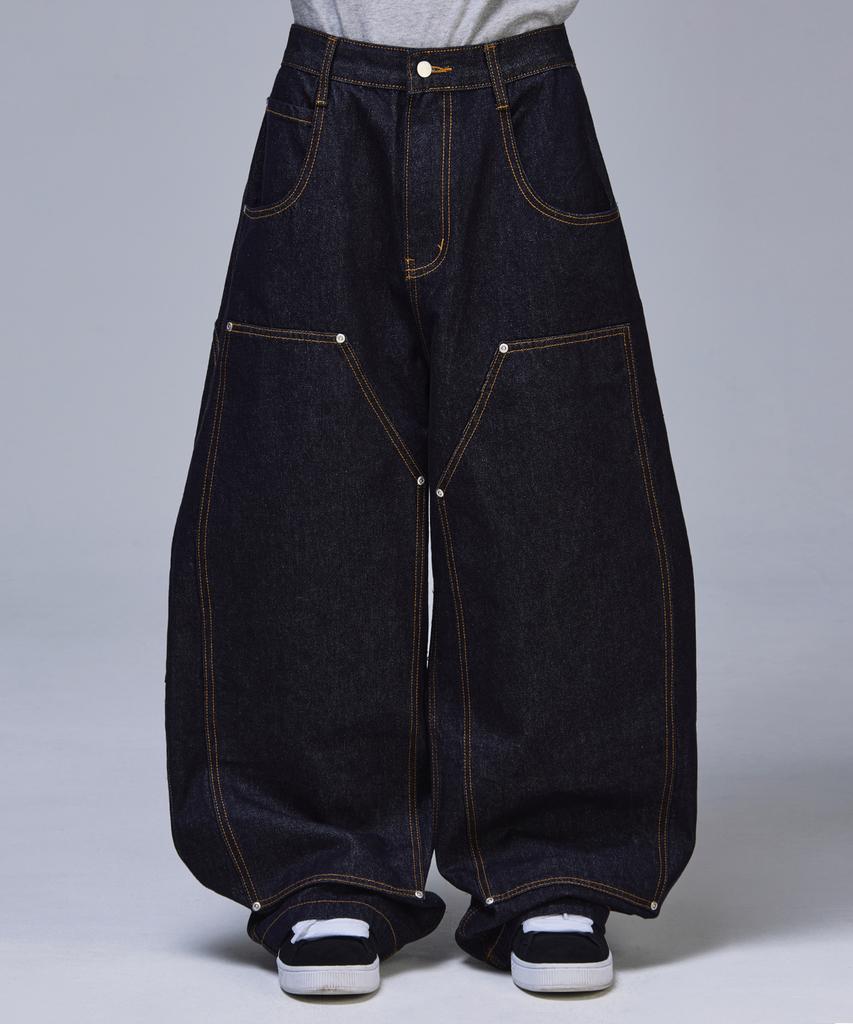 SCALLYWAG Double Knee Baggy Carpenter Raw Denim [Indigo]