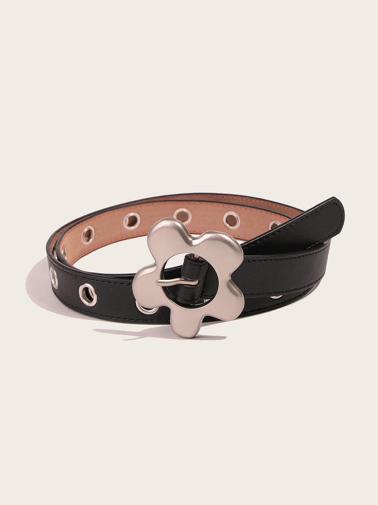 Punk Inspired Leather Belt For Women With Alloy Pin Buckle And Geometric Detailing For Daily Use