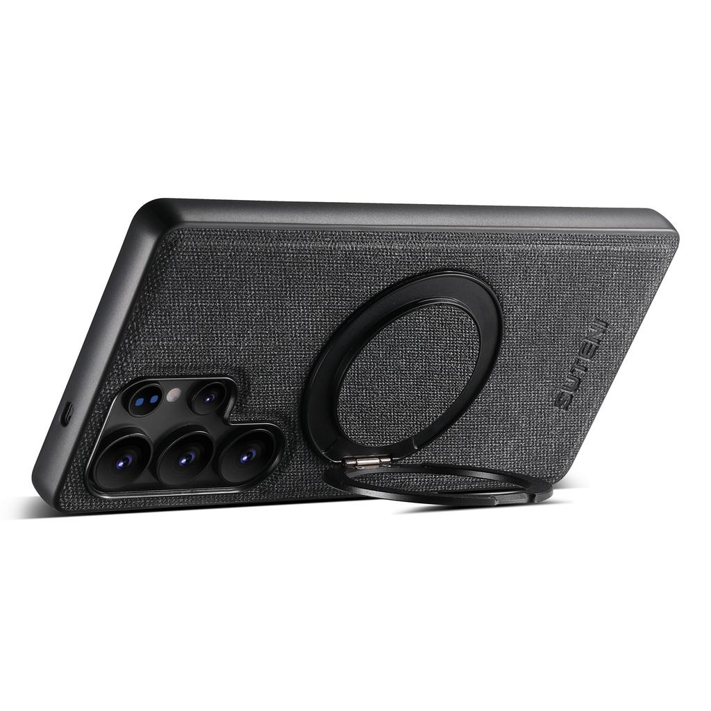 SUTENI G3 Für Samsung Galaxy S25 Ultra Magnetische Hülle Drehbarer Ring Ständer Jeans Textur PU TPU Handy Rückseite