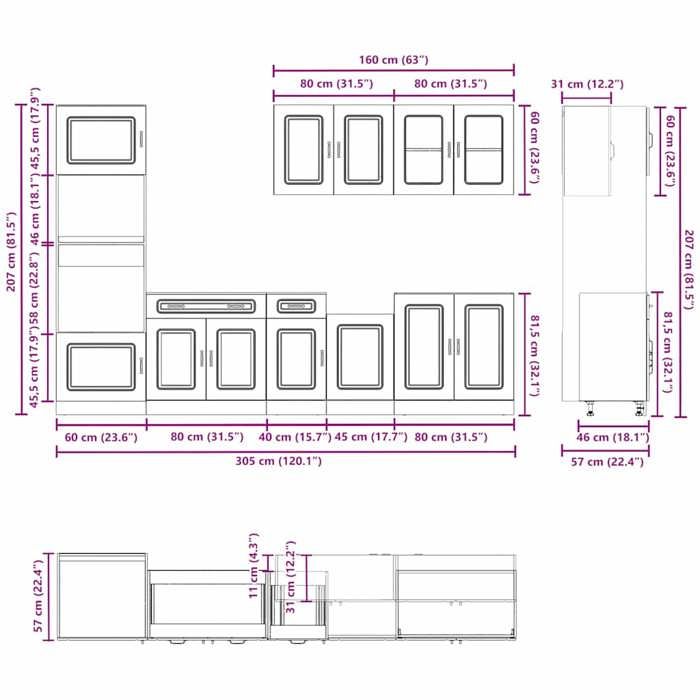 VidaXL Ensemble d'armoires de cuisine 7 pcs Kalmar bois d'ingénierie 3314737