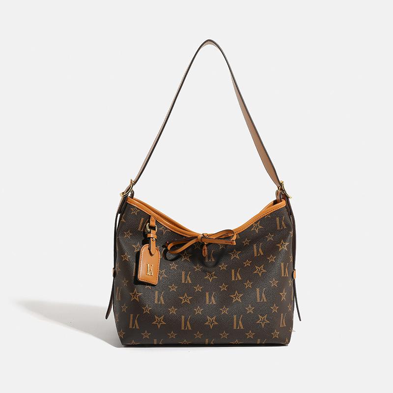 Women's Retro Floral Tote Bag - Large Capacity, Single Shoulder, High-End Commuter Crossbody
