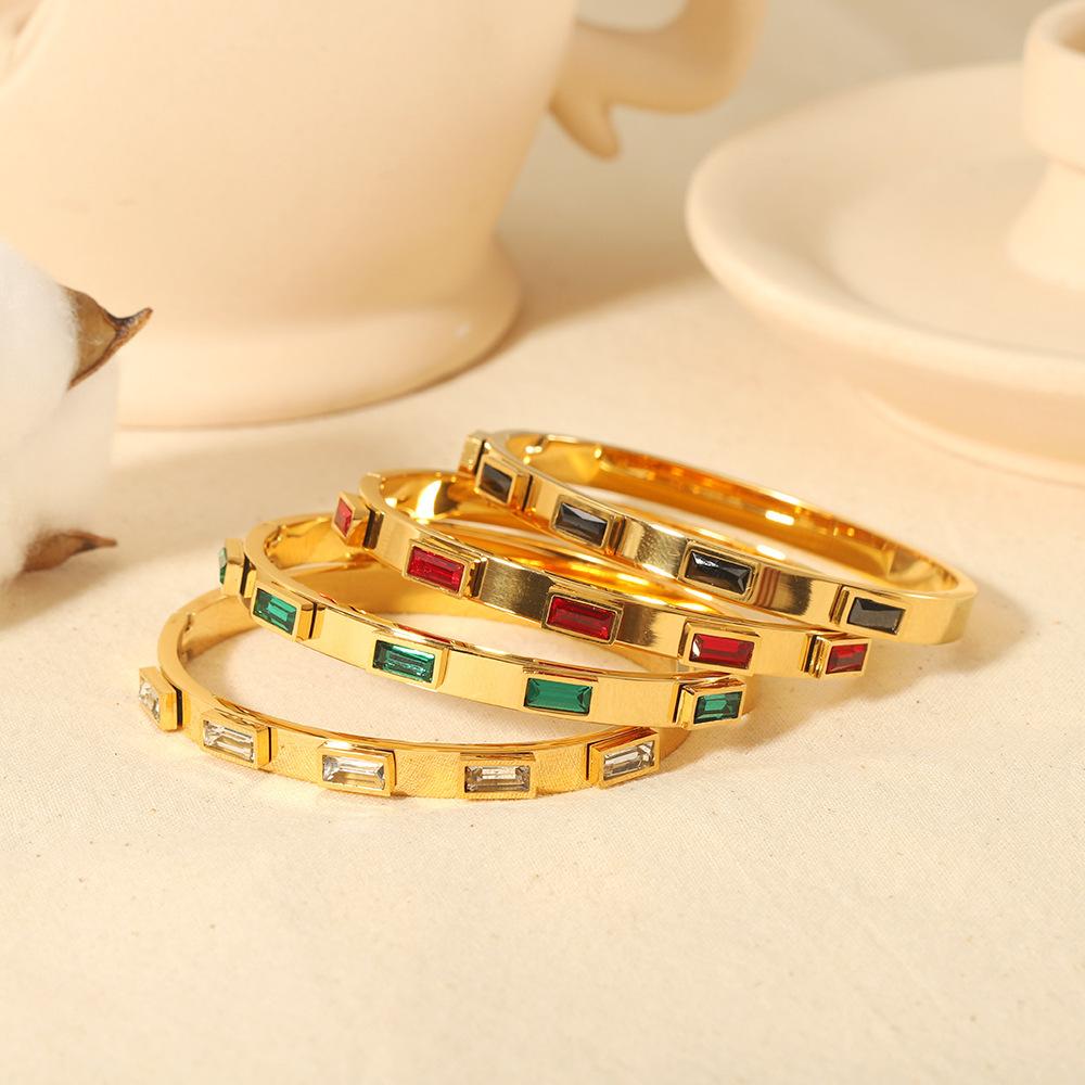 Fashion Square Emerald Open Bracelet Women's Versatile Bracelet Jewelry