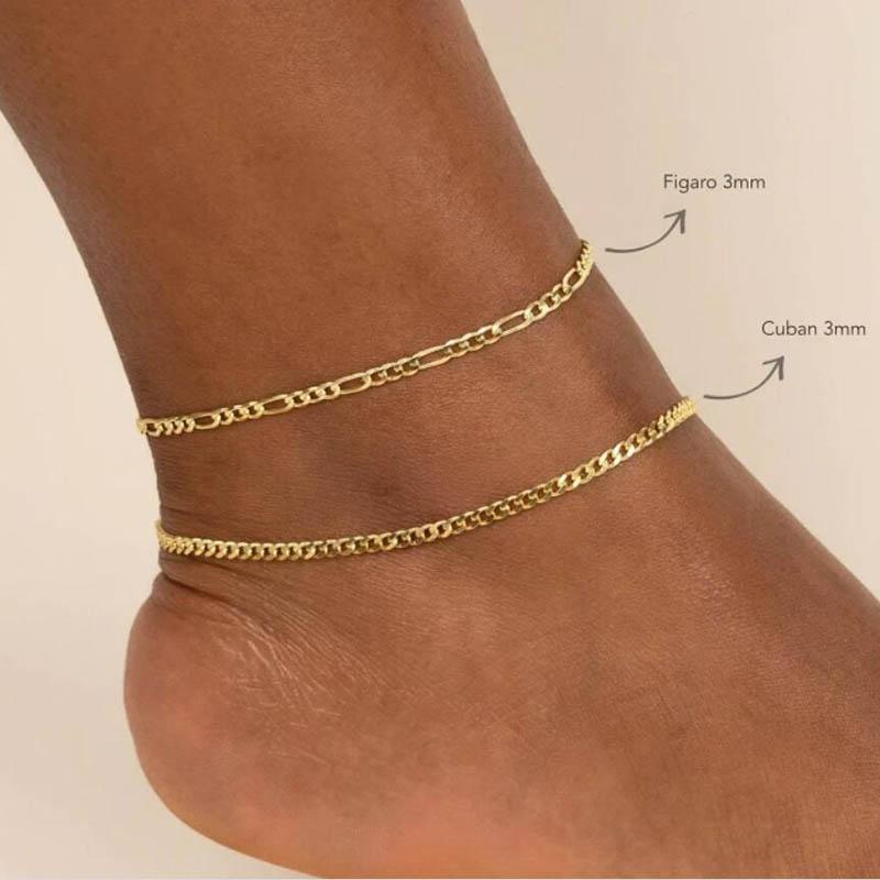 Chunky Figaro Chain Anklets For Women Punk Stainless Steel Gold Color Figaro Chain 21+10Cm Anklet Chain Summer Jewelry Gift