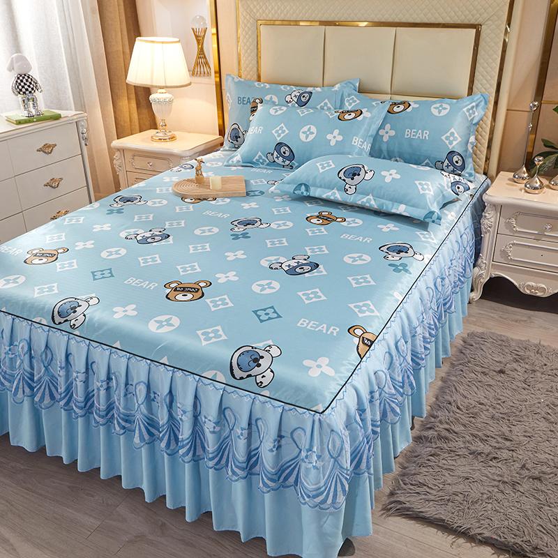 Sommer Eiskühlender Bettrock Dreiteiliges Set Zweiteiliges Set Home Faltbare Kühle Weiche Matte Rutschfeste Atmungsaktive Klimamatte Waschbar