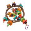 Bird Cage Hanging Ring Toys Fun Colorful Bite Resistance Wooden Parrot Chew Toys for Budgies
