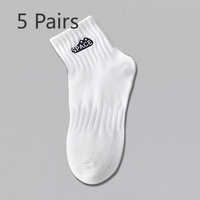

5 пар мужских летних тонких хлопковых спортивных носков, впитывающих пот и дезодорирующих 5 Pairs белый