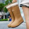 Rain Shoes Women's Medium Tube Fashion Style Bundle Mouth Versatile Rain Boots Outside Wear Camping Waterproof Shoes Kitchen Work Car Wash Non-slip