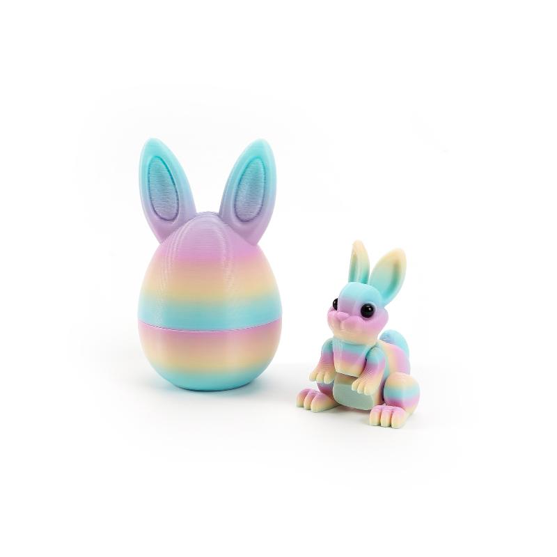 3D Printed Rabbit Eggs Ornament Animal Model Easter Rabbit Home Desktop Ornament Happy Easter Gift For Kids