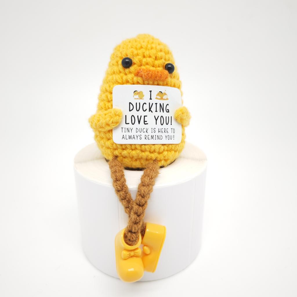 Cute Handwoven Positive Energy Duck Ornaments Handmade Crochet Support Emotional Long Leg Duck Home Room Decor Christmas Gift