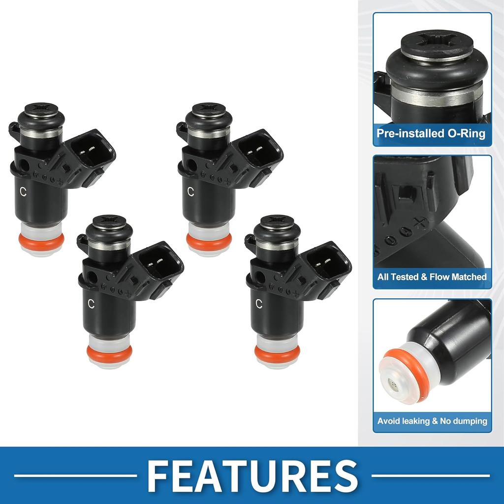 Kraftstoffeinspritzdüse Nr. 16450-PLC-003 Einspritzdüse für Honda Civic 2001-2005 DX, LX 1.7L für Honda 1.7L D17A6 Motor Schwarz 4 Stück