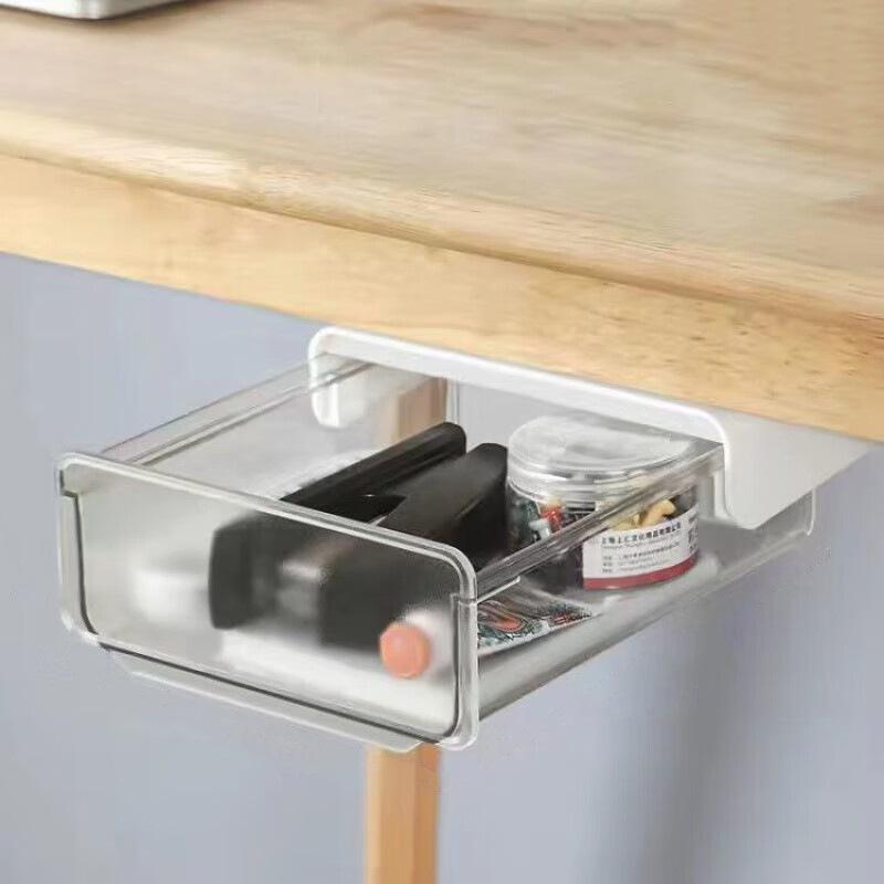 Ящик для хранения под столом, офисный рабочий стол, органайзер для всякой всячины, домашняя косметика, скрытая полка для канцелярских принадлежностей без дырокола S-20x17x7cm