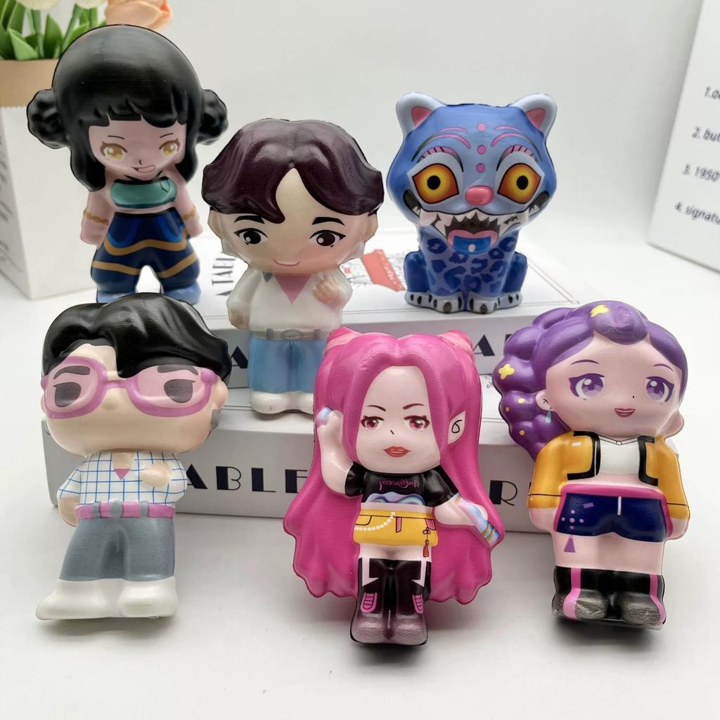 KPop Demon Hunters Stress Relief Toy Series Anime Rumi Zoey Mira Character Hand Pinch Slow Rebound Stress Relief Toy Healing Gif